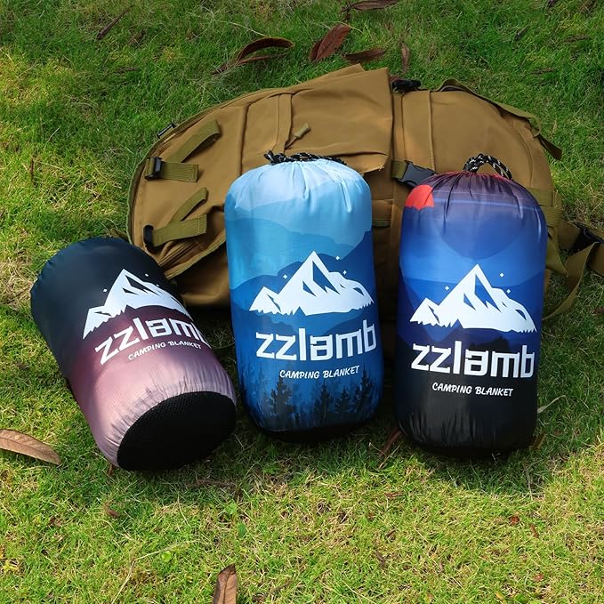 zzlamb Puffy Down Camping Blanket Water-Repellent Down Throw Travel Blanket Portable for Outdoor Light Warm Quilt for Couch Plane Car Theater Stadium Picnic RV Backpacking Hammock