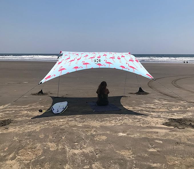 Neso Grande Portable Beach Tent Sun Shelter - Lightweight Beach Shade Canopy - Easy Setup for Family Outings - Patented Reinforced Corners - UPF 50+ Sun Protection - 7ft Tall 9 x 9ft