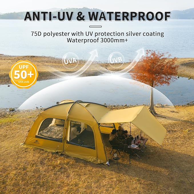 Naturehike Dune Hot Tent with Stove JackDouble Layer 4 Season TentWaterproof 2-4 Person Tents for Camping
