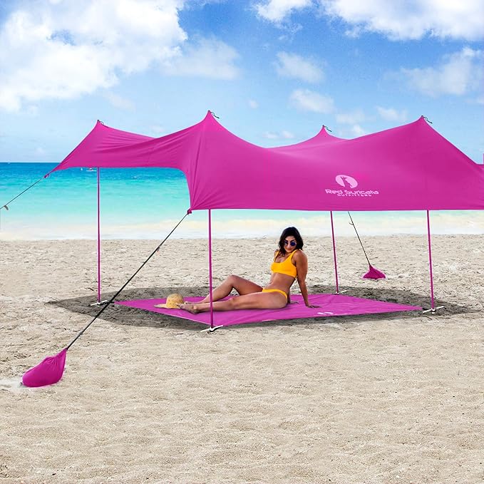 Red Suricata Sand Free Beach Mat – Large Sandproof Beach Blanket Sandless Waterproof – Fits and Matches Beach Canopy - Oversized Sand Proof Beach Mats for Outdoor Picnic Camping (Large Pink)