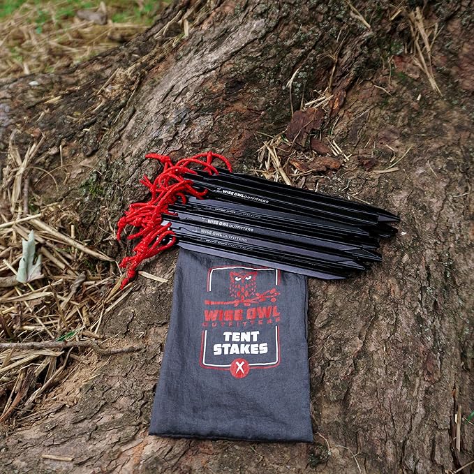 Wise Owl Outfitters Tent Stakes Heavy Duty 16 Pack – Lightweight Non-Rust Aircraft Aluminum Tent Pegs - Metal Ground Stakes for Camping Canopy Tarp