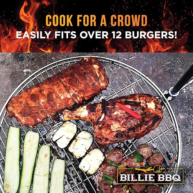 Portable ORB Campfire Grill 18 Dia HD Stainless Steel Rack with 2 Piece Stake Free Carrying bag 9 lbs.