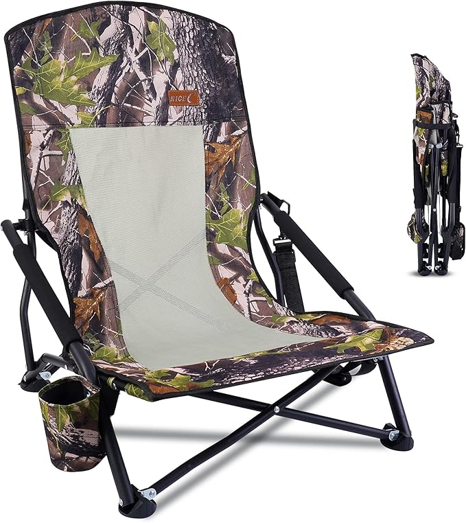 Nice C Hunting Chair Camping Chair Turkey Hunting Chairs Turkey Seats Folding Backpacking Chair with Cup Holder &amp Carry Strap Compact &amp Heavy Duty Travel Picnic (1 Pack)