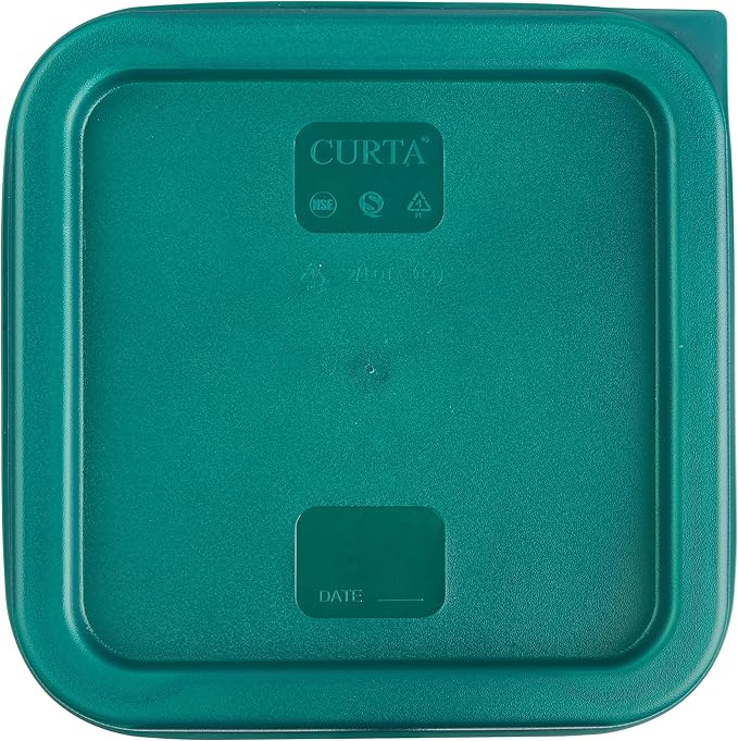 CURTA 8-Pack 4 Qt NSF Clear Polycarbonate Food Storage Containers with Green Lids - Square Commercial-Grade Freezer &amp Dishwasher Safe Stackable