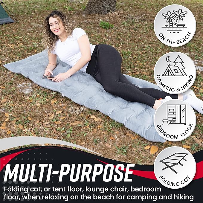Vaygway Outdoor Camping Cot Pads Mattress- Soft Comfortable Lightweight Thick Cotton Sleeping Cot- Portable Hiking Traveling Backpacking Waterproof Bottom Pad Mattress