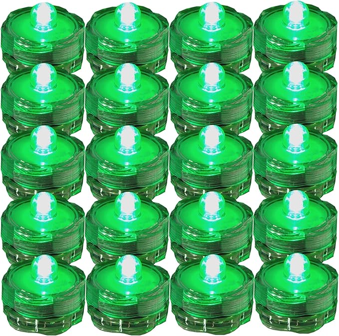 Bright LED Floral Tea Light Submersible Lights for Party Wedding (Green 60 Pack)