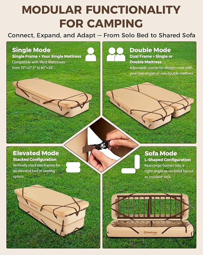 KingCamp Air Mattress Frame Portable Inflatable Camping Cot Base Heavy Duty Bed Frame for Outdoor Travel &amp Home Tent (Bed Frame Only Air Pump and Mattress Not Included) - 2 Packs