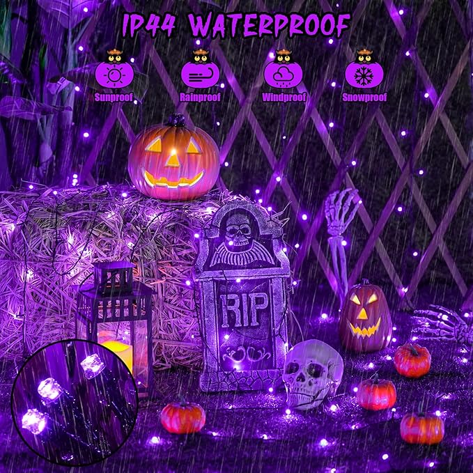 JMEXSUSS 2 Pack Solar String Lights Outdoor Waterproof Total 400 LED 151FT Solar Christmas Lights Outdoor 8 Modes Christmas Light for Outside Patio Yard Tree Decorations Purple