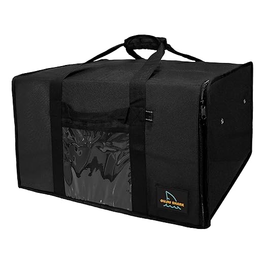 OujiuShark Insulated Pizza Bags for Delivery 20in x 20in x 12in Commercial Pizza Warmer Bag Large Pizza Carrier for Hot and Cold Food (Black)