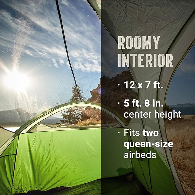 Coleman Montana 8-Person Camping Tent with Rainfly Weatherproof Family Tent Sets Up in 15 Mins Fits Multiple Airbeds