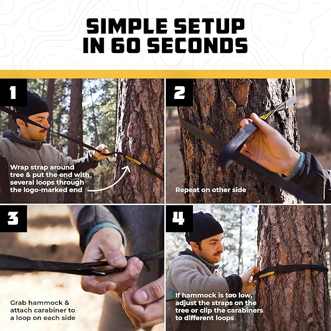 Wise Owl Outfitters Camping Hammock – 500lbs Portable Hammock with Tree Straps - Travel Backpacking Hiking Outdoors Camping Gear - Single or Double