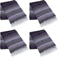 La Montana Mexican Blankets and Throws 4 Pack 74x50 - Made in Mexico Lightweight Yoga Blanket for Schools Studios Outdoors Camping Picnic Decor - Washable Dark Purple/Light Purple/Charcoal