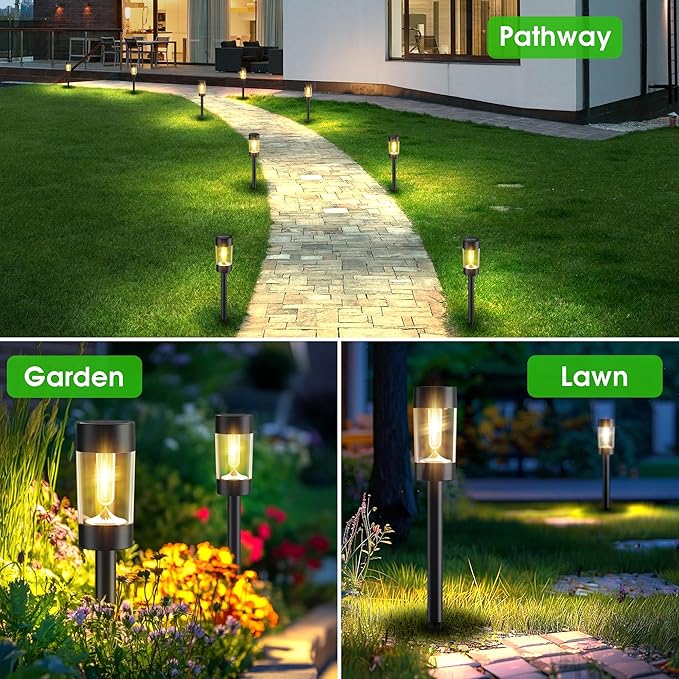 Solar Lights Outdoor 12 Pack Waterproof Solar Landscape Lighting for Pathway Garden Yard Path Walkway Driveway Lawn Patio Outside Decor Warm White