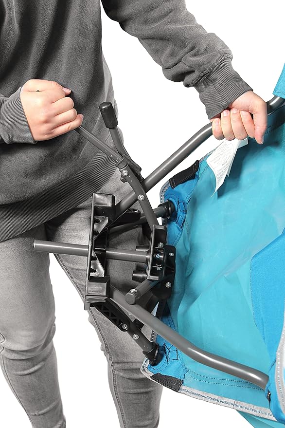 Garden Elements Camping Chair – Portable Outdoor Chair with 360° Swivel Tall Back Support Breathable Nylon Mesh Steel Frame Foldable Design with Carrying Case – Teal