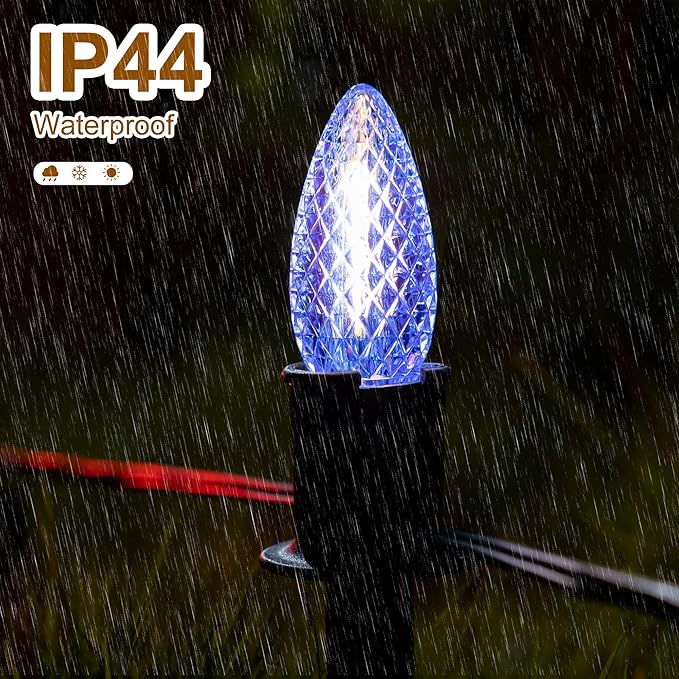 GAGALIFE 29Ft C9 Christmas Pathway Lights Outdoor - 25 LED Lights with 25 Marker Stakes for Walkway Waterproof Plug in C9 Christmas Light Outdoor for Driveway Yard Lawn Decorations Multicolor