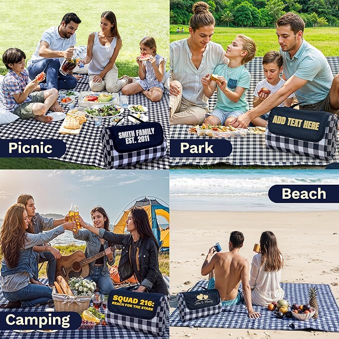 Bulk Personalized Picnic Blankets - Custom Logo or Text – Foldable and Lightweight – Great for EventsWedding Favors Corporate Gifts Employee Swag – 30 Pack