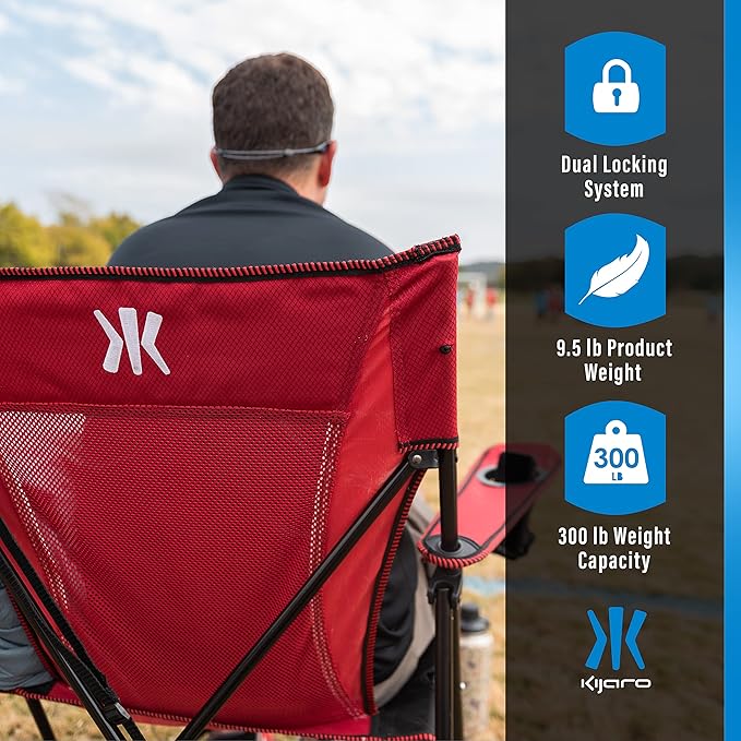 Kijaro Dual Lock Portable Camping Chairs - Versatile Folding Chair Sports Chair Outdoor Chair &amp Lawn Chair - Dual Lock Feature Red Rock Canyon