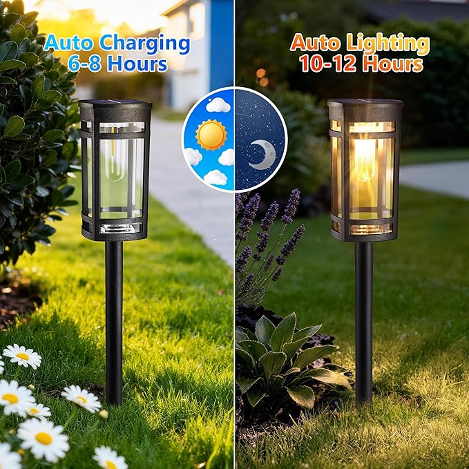 6 Pack Outdoor Solar Pathway Lights - Solar Landscape Lights Outdoor Walkway Solar Garden Lights for Lawn Path Yard Decor (Warm White)