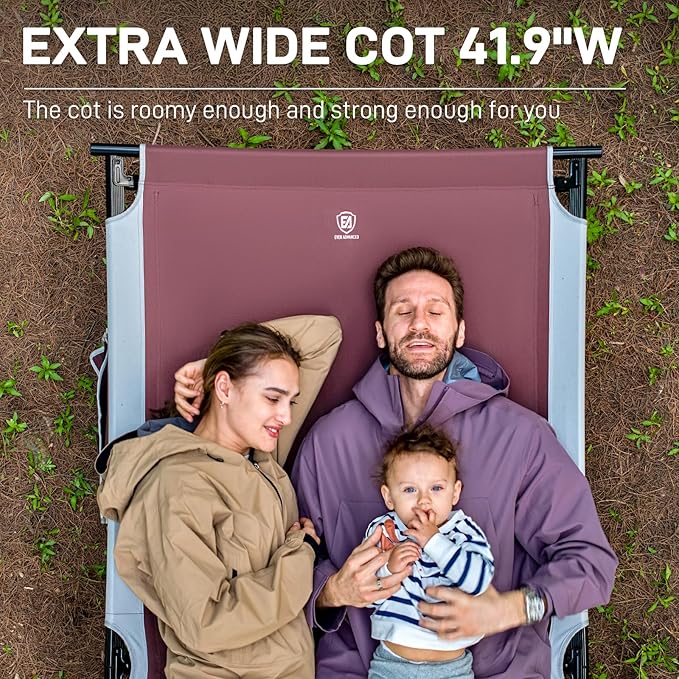 EVER ADVANCED Extra Wide Camping Cot for Adults Oversized XXL Sleeping Cots Folding Cot Bed with Carry Bag 84.3 L x 41.9 W Support to 550 lbs