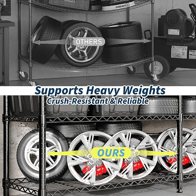 4-Tier Metal Wire Storage Rack for Food Service - Adjustable Industrial Shelving 1060 lbs Capacity Commercial Kitchen Pantry Garage 71 W x 15.7 D x 59.5 H - 4 Floors Width 40