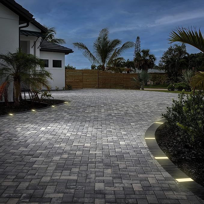 LUMENGY Paver Light 4x8 Inch (3.93x7.87) 2700K Warm White Glare-Free Brick Lighting for Driveways Walkways Pool Decks and Patios 12V Hardwired IP67 Waterproof Drive-Over Rated