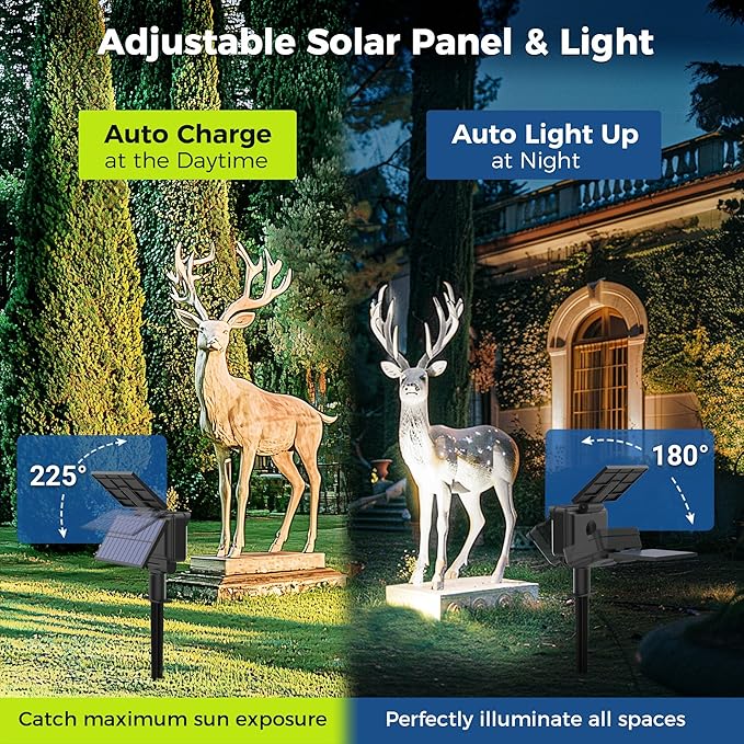 Solar Spot Lights Outdoor Waterproof for Flag Tree House Garden Yard Landscape Spotlights for Accent Uplighting Halloween Christmas Decorations-6 Pack