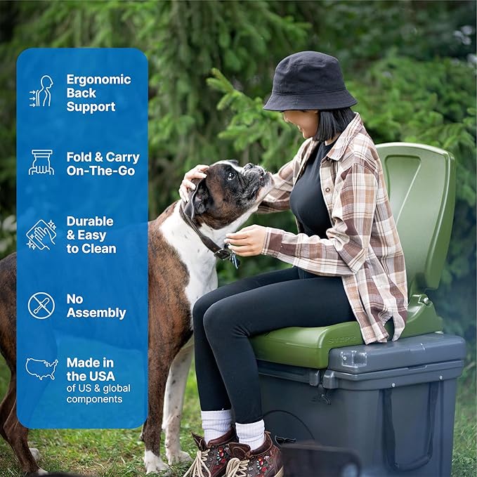 Step2 Foldable Adult Flip Seat Portable Outdoor Chair for Poolside Tailgating Camping Picnic Chair Provides Back Support When Sitting on Ground Olive
