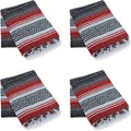 La Montana Mexican Blankets and Throws 4 Pack 74x50 - Made in Mexico Lightweight Yoga Blanket for Schools Studios Outdoors Camping Picnic Decor - Machine Washable Red/Charcoal/White