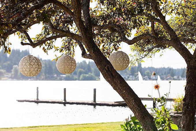 Allsop Soji Stella - Deco Globe - 12 Outdoor Solar Lantern -White