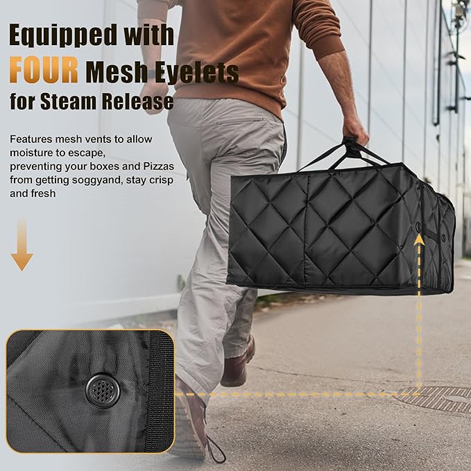 MyLifeUNIT Pizza Bag for Delivery Thermal Insulated Pizza and Food Delivery Bag 20 x 20 x 11 Pizza Warmer Bag Holds 5-6 Large 18 Pizza Boxes Hot Pizza Carrier Insulated Bags