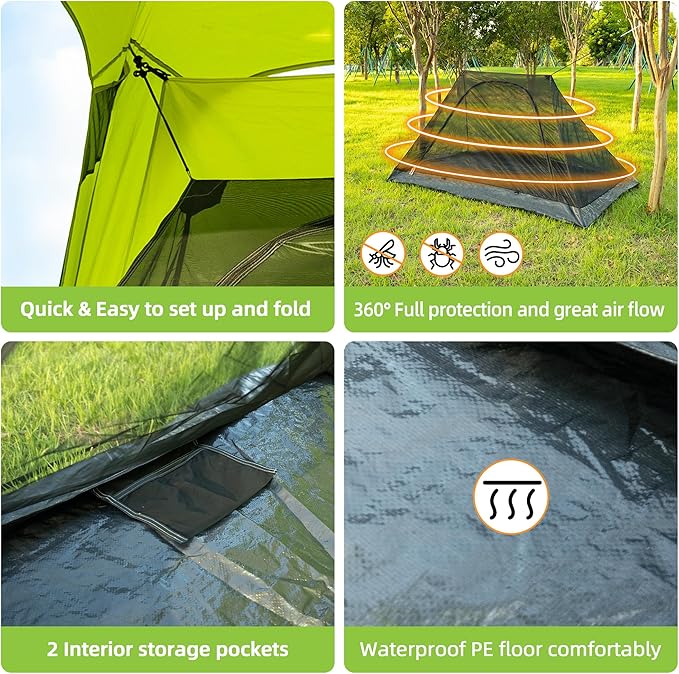 Mosquito Net with protable Bag Ultralight No-See-Um Breathable Mesh Screen Tent with Waterproof Floor Compact for Outdoors Camping Backpacking and travelingFits Sleeping Bags Tentcanopy