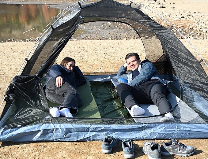 MARCHWAY Ultralight Folding Tent Camping Cot Bed Portable Compact for Outdoor Travel Base Camp Hiking Mountaineering Lightweight Backpacking (Grey)
