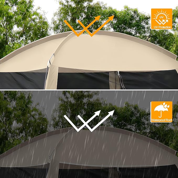 12'x12' Camping Screen Tent - Portable Screen Canopy 8-10 Person&ampInstant UV Resistant Sun ShelterEasy to Set Up&ampMosquito Net Tent&ampWaterproofSuitable for Family Camping TripBackyardPicn