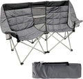 EasyGo Product Camping Chair - Double Love Seat Heavy Duty Oversized - Folds Easily and is Padded Black Grey
