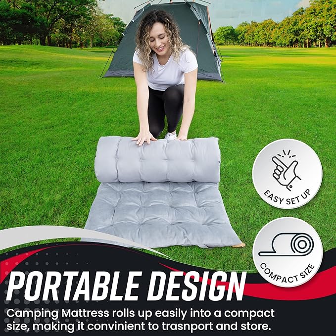 Vaygway Outdoor Camping Cot Pads Mattress- Soft Comfortable Lightweight Thick Cotton Sleeping Cot- Portable Hiking Traveling Backpacking Waterproof Bottom Pad Mattress