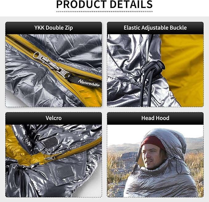 Naturehike 0 Degree Ultralight Down Sleeping Bag for Adults 650 Fill Power Backpacking Cold Weather Sleeping Bag with RDS Down -2℉ / 18℉ Sleeping Bags for Camping Hiking