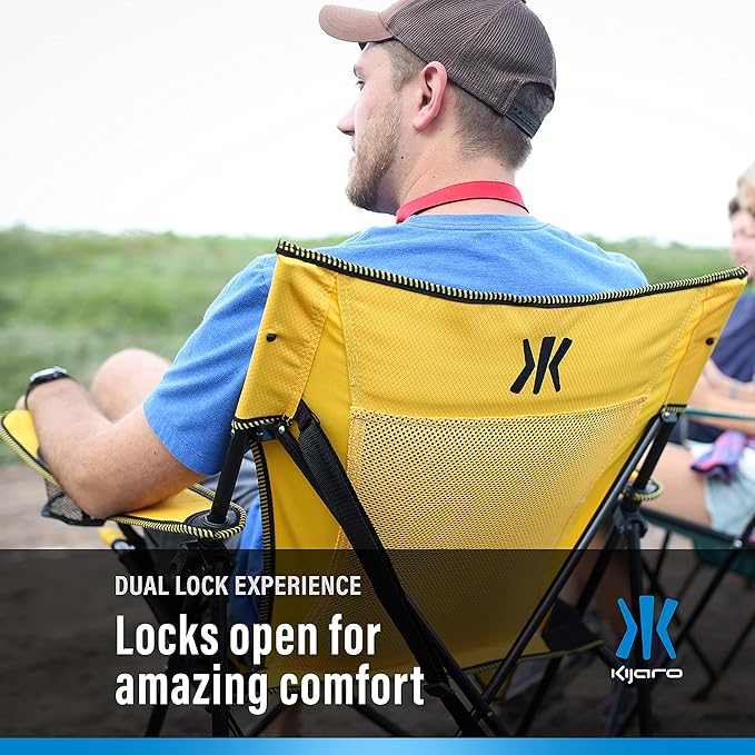 Kijaro Dual Lock Portable Camping Chairs - Enjoy Outdoors with Versatile Folding Sports &amp Lawn Chair - Dual Lock Feature Locks Position - Maldives Blue with Cooler