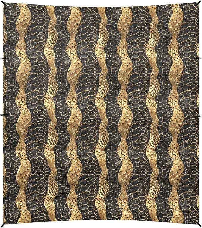 ALAZA Golden Snake Skin Print Beach Tent Sun Shelter UPF50+ Protection Beach Shade Canopy w/ 4 Sandbags for Outdoor Camping Fishing Backyard Fun Picnic 10x9 ft