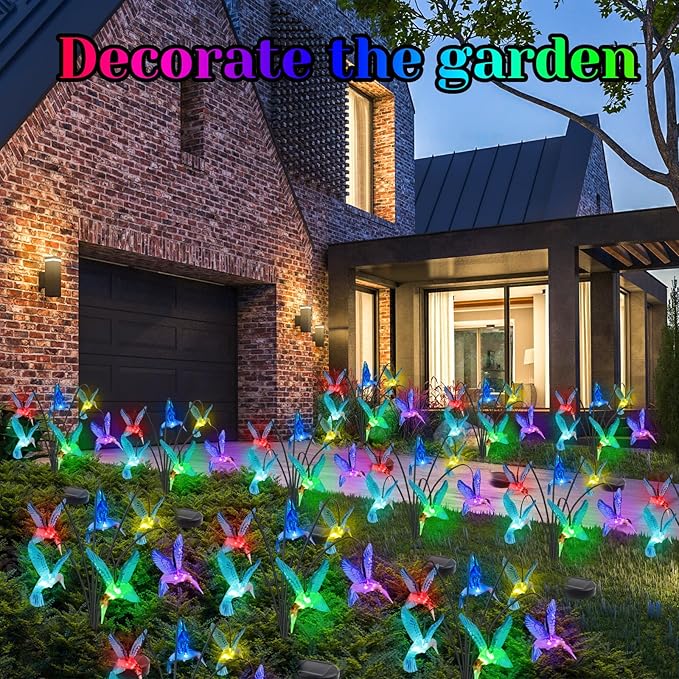 Solar Hummingbird Lights Outdoor2PACKS 12LED Swaying Firefly for Hummingbird Path DecorUnique Gifts for mom/GrandmaColor Changing Hummingbird Gifts for WomenHouseHousewarmingLawn Decor