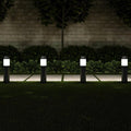 Pure Garden Solar Path Bollard Lights Set of 6-15” Stainless Steel Outdoor Stake Lighting for Garden Landscape Yard Driveway Walkway (Black)