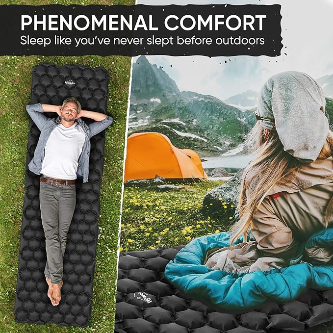 POWERLIX Ultralight Sleeping Pad for Camping with Inflating Bag– Compact Lightweight Camping Mat Outdoor Backpacking Hiking Traveling Airpad Air Mattress Sleeping Mat