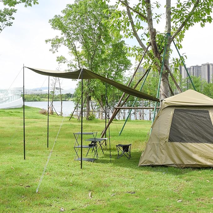Telescopic Tarp Poles Canopy Adjustable Carbon Fiber Poles Set of 2 Portable &amp Lightweight Tent Tarps for Awning Camping Hiking 94.5