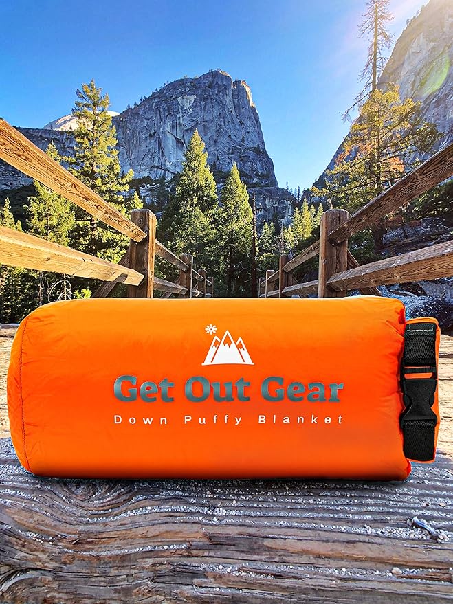 Get Out Gear Down Camping Blanket - Puffy Packable Lightweight and Warm | Ideal for Outdoors Travel Stadium Festivals Beach Hammock | 650 Fill Power Water-Resistant Backpacking Quilt