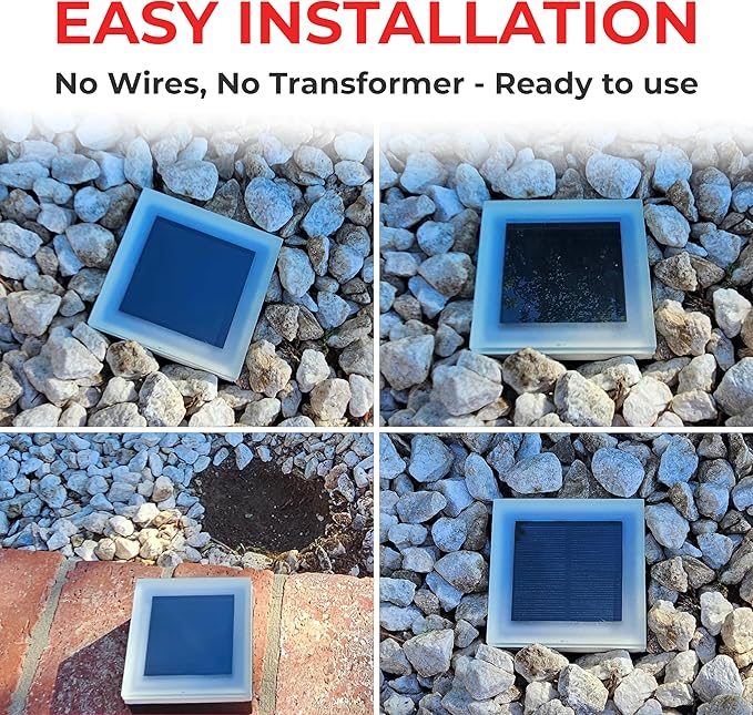 LUMENGY Solar Paver Light 4x4 Inch (3.93x3.93) Stainless Steel with Tempered Glass 2700K Warm White Glare-Free Lighting for Driveways Walkways and Patios IP67 Waterproof Drive-Over Rated V2