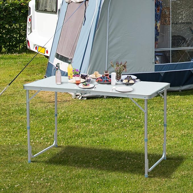 47 Folding Camping Table with Height Adjustability Lightweight Portable Table with Carry Handle Outdoor Folding Table Camping Accessories