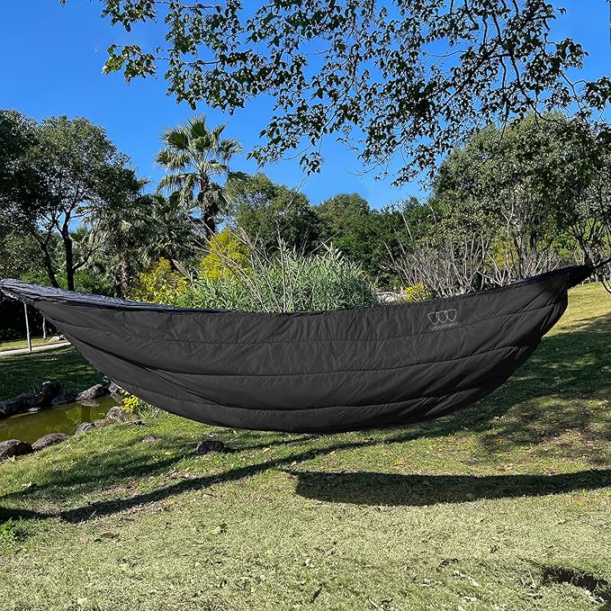 Gold Armour Hammock Underquilt for Single Hammocks and Double Hammocks Insulated Warm Underquilt - Essential Camping Equipment Gear Under Quilts for Hammock (Black&ampGrey)