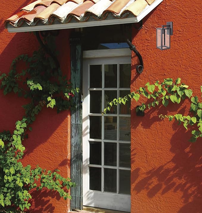 LIT-PaTH Outdoor Wall Lantern Wall Sconce as Porch Lighting Fixture E26 Medium Base Max 60W Anti-Rust Metal with Glass Shade Oil Rubbed Bronze Finish 2-Pack