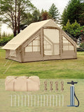 Inflatable Tents with Hand Pump Hot Tent with Stove Jack Easy Blow Up Glamping Tent with Mesh Windows 4-6 Person Instant Family Camping Tents Waterproof for 4 Seasons