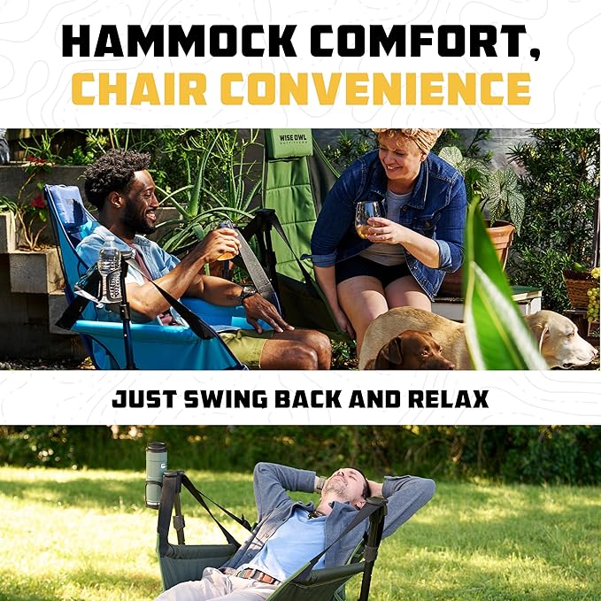 Wise Owl Outfitters Hammock Chair for Adults – Comfortable Portable Folding Rocking Camping Chair with Carry Bag – Great for Lawn Campsite &amp Outdoors