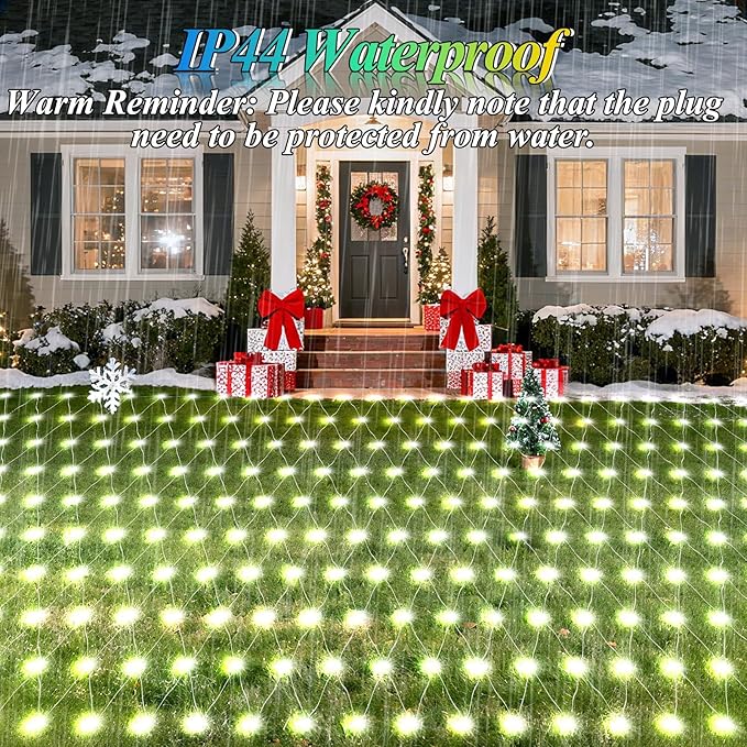 Lovelite 13ft x 13ft Net Lights Outdoor 400LED Large Gazebo Lights 8 Modes Timer Waterproof Connectable Christmas Mesh Light Clear Wire for Bushes Patio Pergolas Garden Holiday Party - Cool White